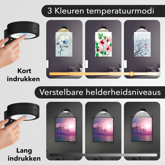 Draadloze LED Schilderijlamp Met Magnetische Bevestiging Voor Kunstwerken En Foto's