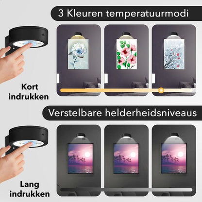 Draadloze LED Schilderijlamp Met Magnetische Bevestiging Voor Kunstwerken En Foto's