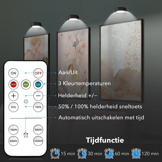 Draadloze LED Schilderijlamp Met Magnetische Bevestiging Voor Kunstwerken En Foto's
