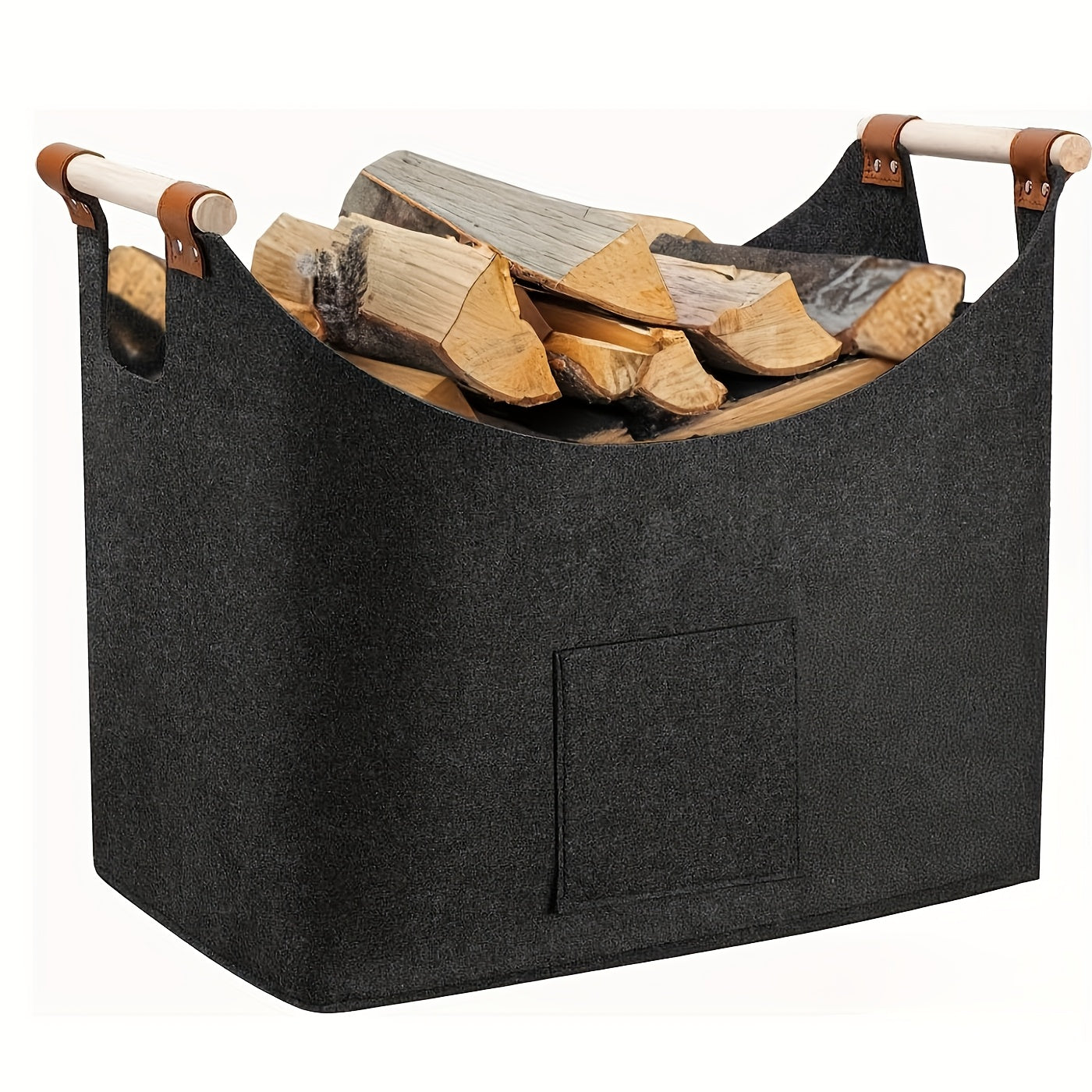 Opvouwbare Filten Houtmand met Houten Handgrepen