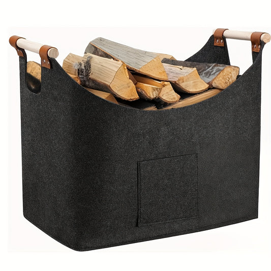 Opvouwbare Filten Houtmand met Houten Handgrepen