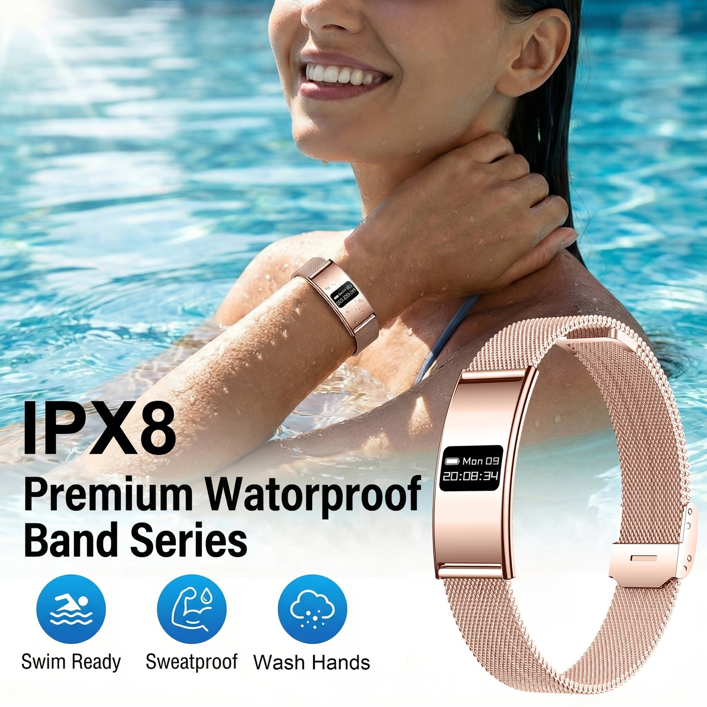 Ultradunne Smartwatch met 2,8 mm Behuizing, IPX8 Waterbestendigheid en Multifunctionele Gezondheidsfuncties