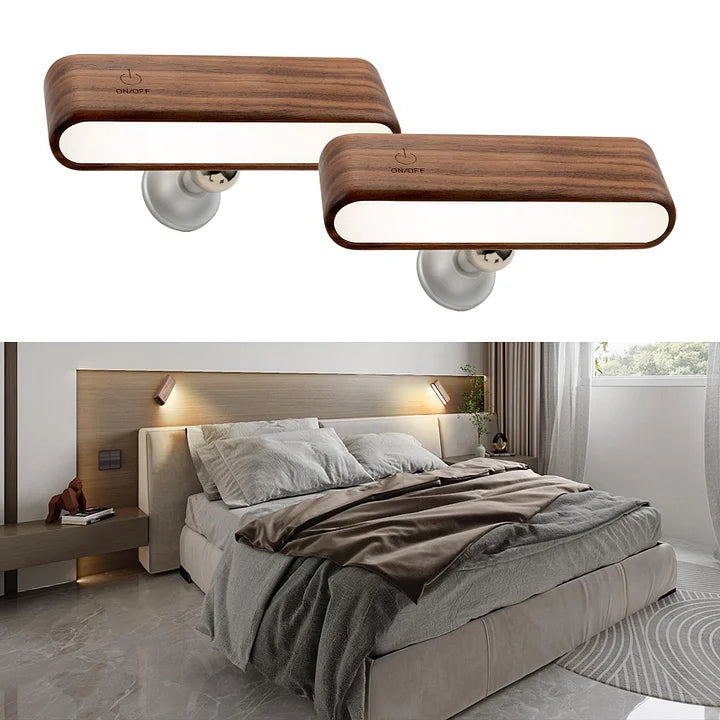 Draadloze LED Bureaulamp Van Massief Hout Met Magnetische Bevestiging