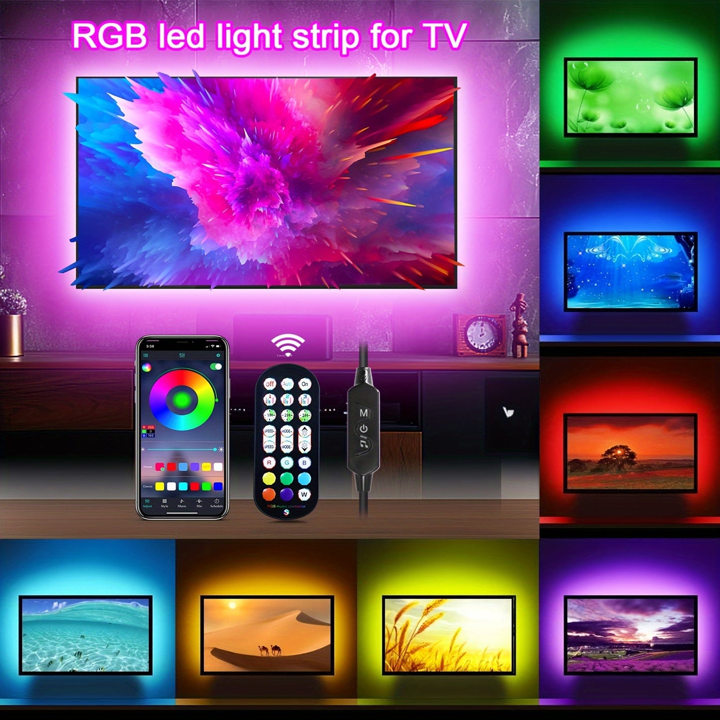 GlowLine RGB TV Strip – Sfeervolle Achtergrondverlichting voor Home Theater & Gaming