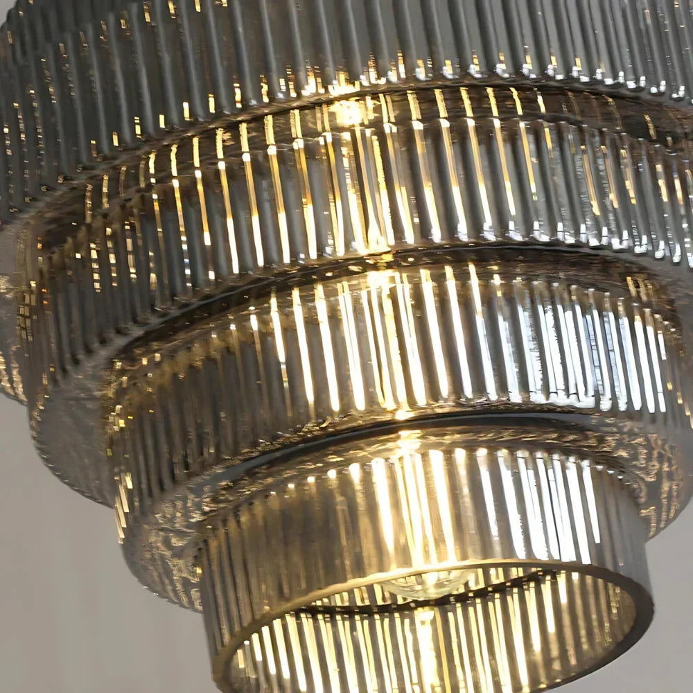 Glazen Hanglamp Met Gelaagde Vorm En Zachte LED Verlichting