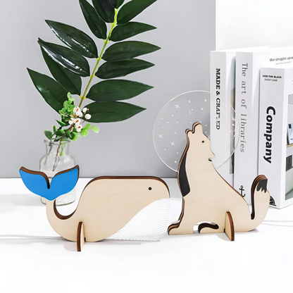 Houten Dierlamp Met Scandinavische Vorm En Warme LED Verlichting