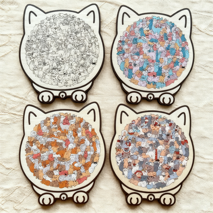 Houten Kattenpuzzel Met 135 Stukjes Voor Ontspanning En Decoratie