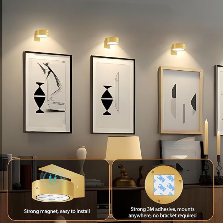 Draadloze LED Schilderijlamp Met Magnetische Bevestiging Voor Kunstwerken En Foto's