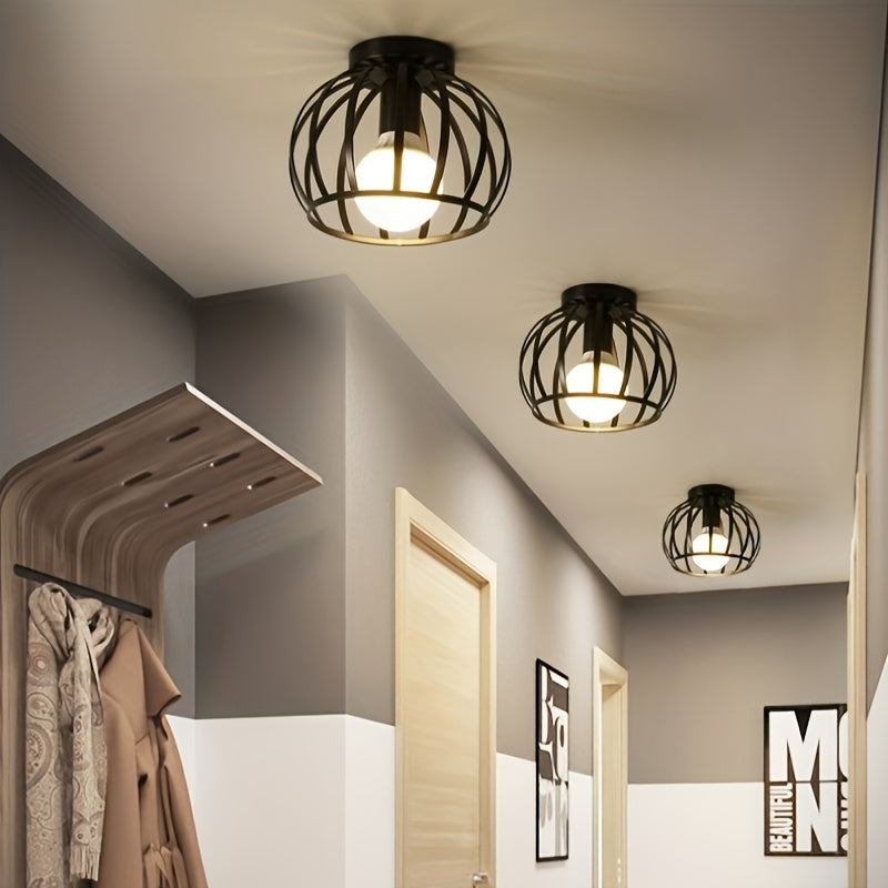 CageGlow Plafondlamp – Moderne Industriële Semi-Flushmount met E27 Fitting