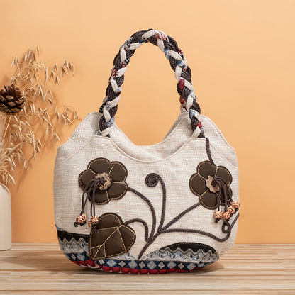 Boheemse Handgemaakte Handtas – Decoratieve Bloem Tote