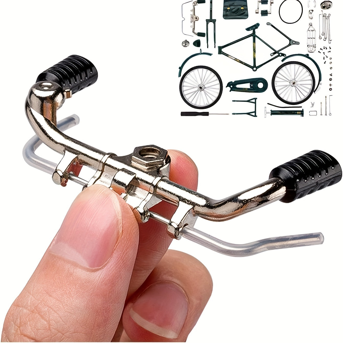 Miniatuur vintage fiets bouwset van aluminium