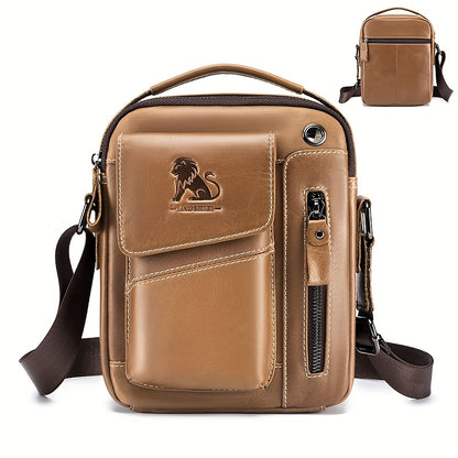 LionCarry Rundleer Handtas – Gelaagde Klasse voor Elke Gelegenheid