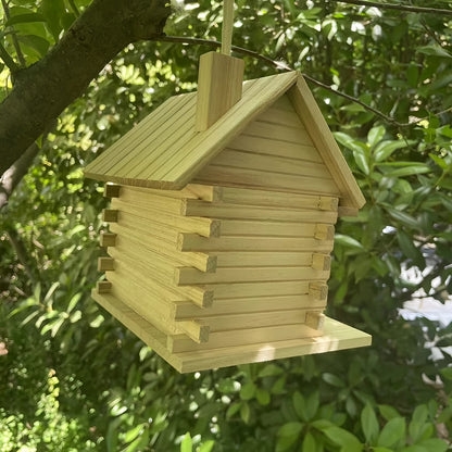 Handgemaakt Houten Vogelhuisje – Natuurlijk & Decoratief voor Kleine Vogels