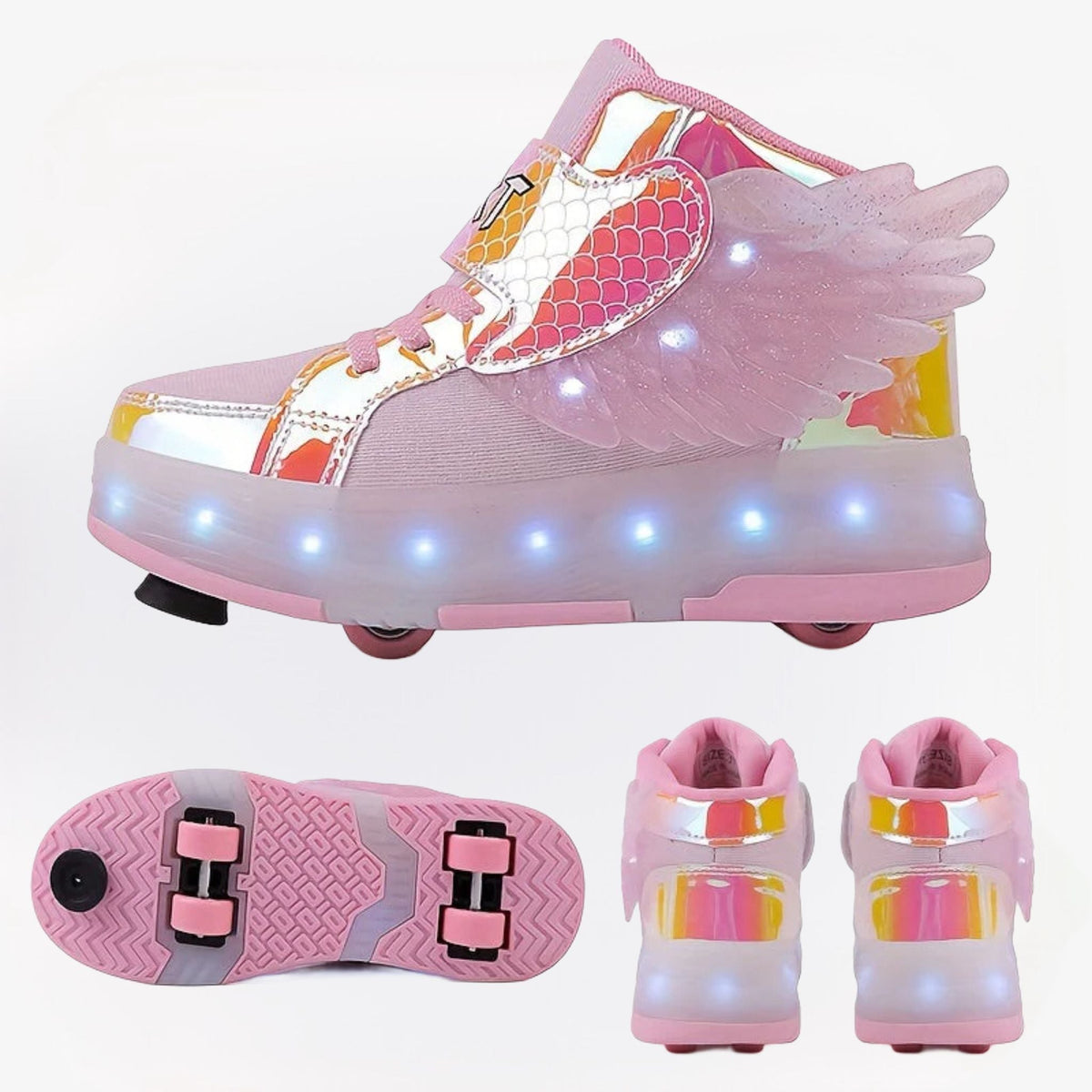 LED Rolschaats Sneakers Met Vleugeldetail En USB Oplaadbare Verlichting