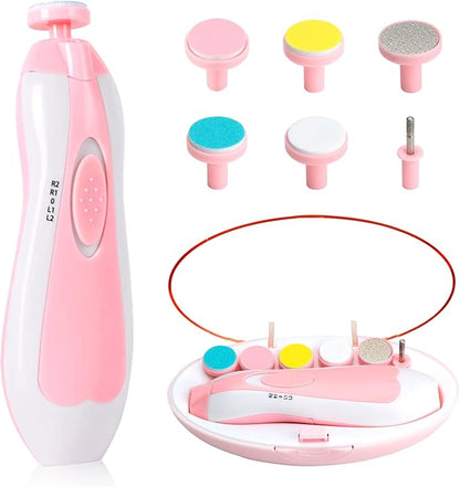 Elektrische Baby Nagelvijl met LED-Verlichting en 6 Opzetstukken
