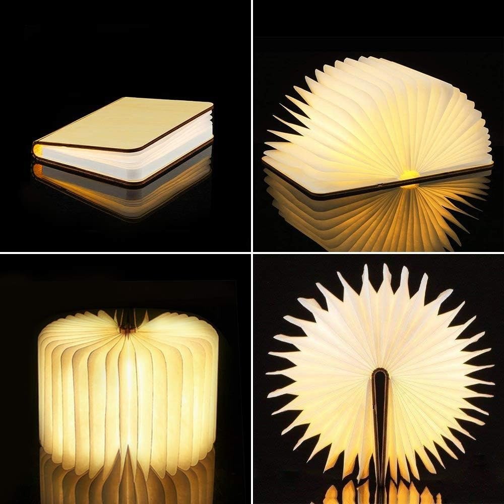 Opvouwbare Boeklamp Met Hout En Papier Voor Creatieve En Draagbare Sfeerverlichting
