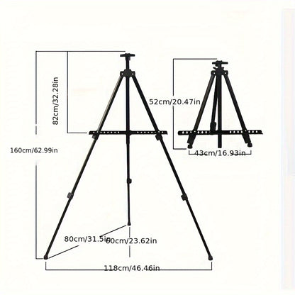 Aluminium driepoot – verstelbaar statief met draagtas voor kunst, buitengebruik en displays