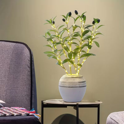 Verlichte Olijftakken Met Flexibele Vorm En Warme LED Gloed
