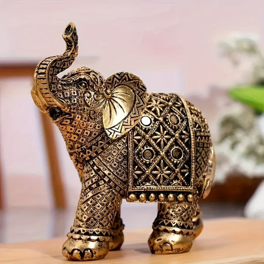 Gouden olifant beeld – decoratieve geluksbrenger van hars voor huis, kantoor en feestdagen