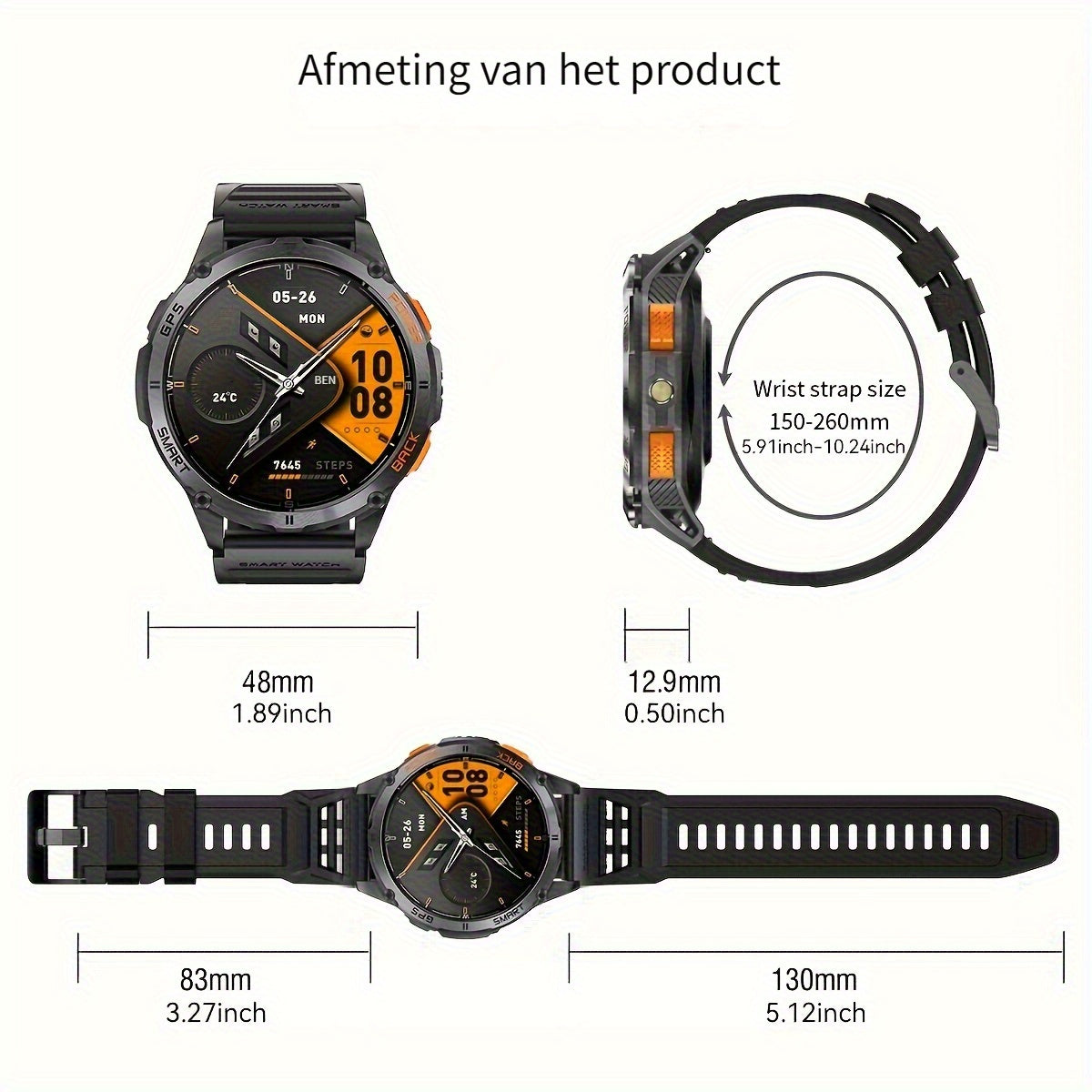 Outdoor smartwatch met GPS en AMOLED display