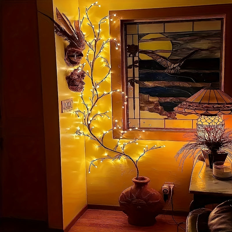 AMill Wilgenrank Wandlamp – USB 96 LED Warm Wit voor Feestelijke Muurdecoratie