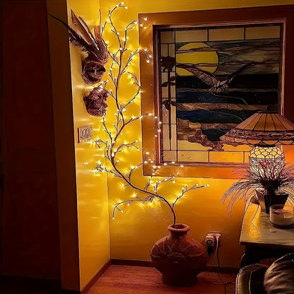 AMill Wilgenrank Wandlamp – USB 96 LED Warm Wit voor Feestelijke Muurdecoratie