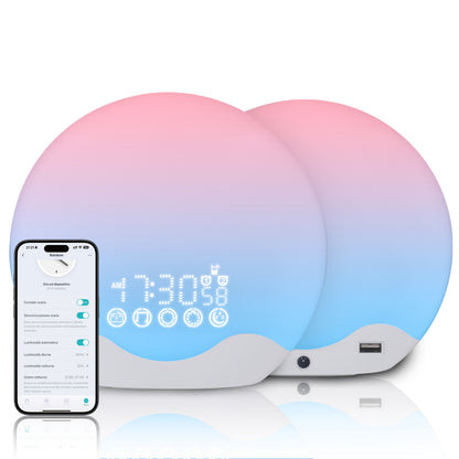 Slimme Zonsopgangwekker – Dubbel Alarm met Nachtlampje en App-bediening