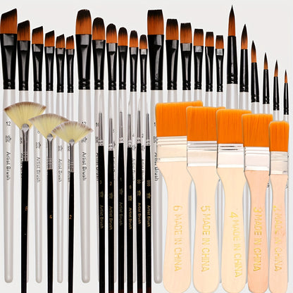 Professionele verfkwastenset – 38 stuks nylon penselen voor acryl, aquarel en olieverf