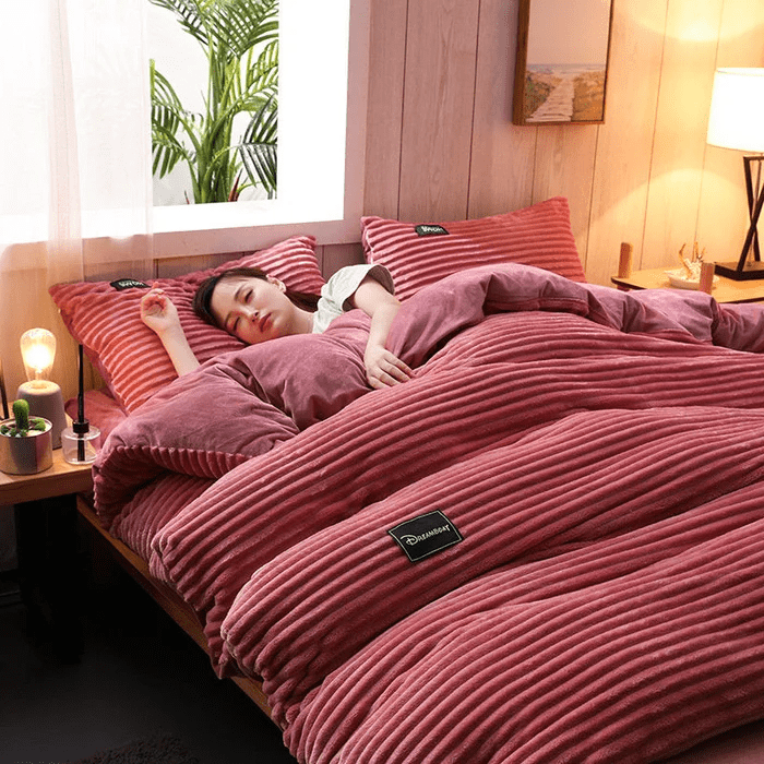 Warme Winter Beddengoedset van Koraalfleece en Fluweel