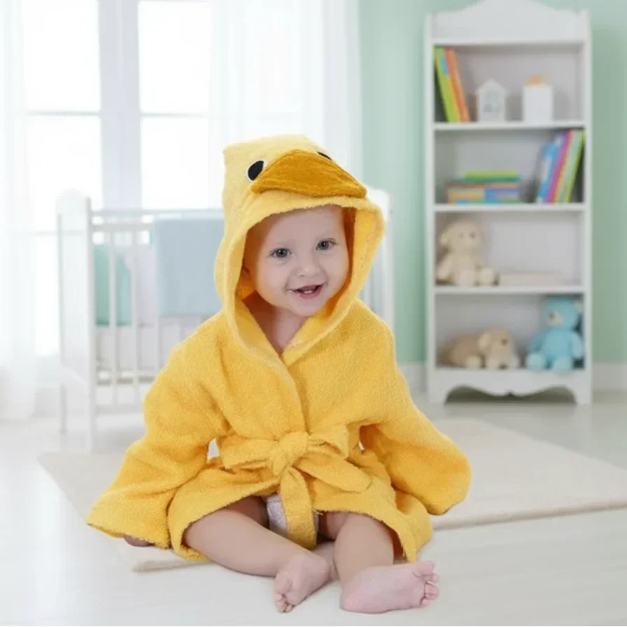 Zachte Babybadjas met Capuchon en Schattige Dierenoortjes