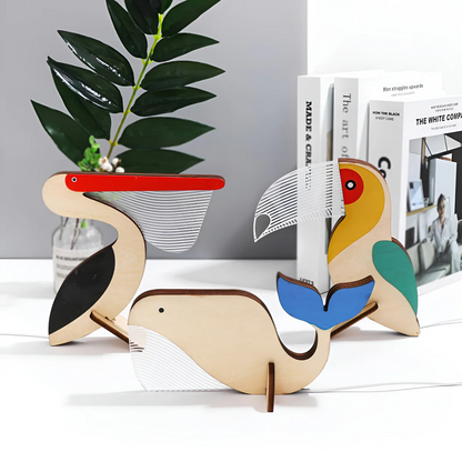 Houten Dierlamp Met Scandinavische Vorm En Warme LED Verlichting
