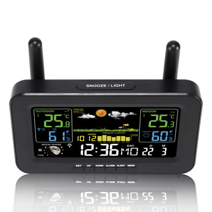 WFV Multifunctionele Atoomklok – Kleurenscherm met Kalender, Weersvoorspelling & USB-oplaadfunctie