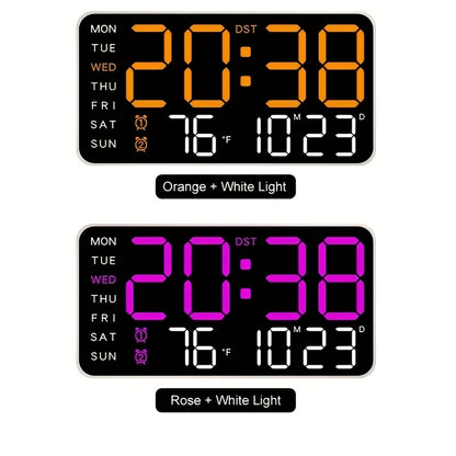 BrightSync Digitale Wandklok – Slimme Tijdweergave met Datum, Dag & Spraakfunctie