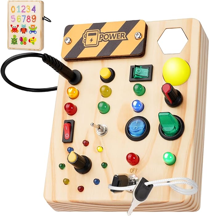 Montessori Activiteitenbord met 27 LED Lampjes en 10 Schakelaars