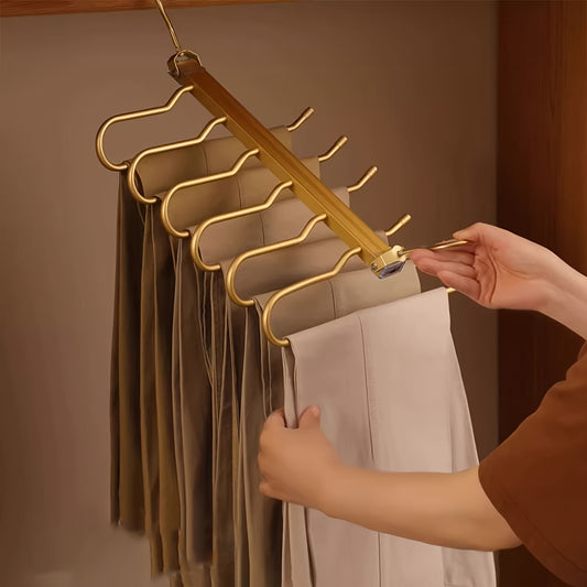 FlexRack Kledinghanger – 6-in-1 Roterend Broekrek van Roestvrijstaal