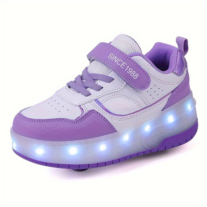 Kindersneakers Met LED Verlichting En Uitneembare Wieltjes