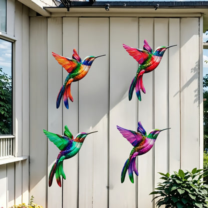 Kolibrie Wanddecoratie – 4 Stuks Metalen Set voor Binnen & Buiten