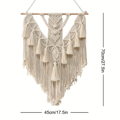 Macramé Wanddecoratie Met Handgeknoopte Structuur Voor Warme Natuurlijke Sfeer
