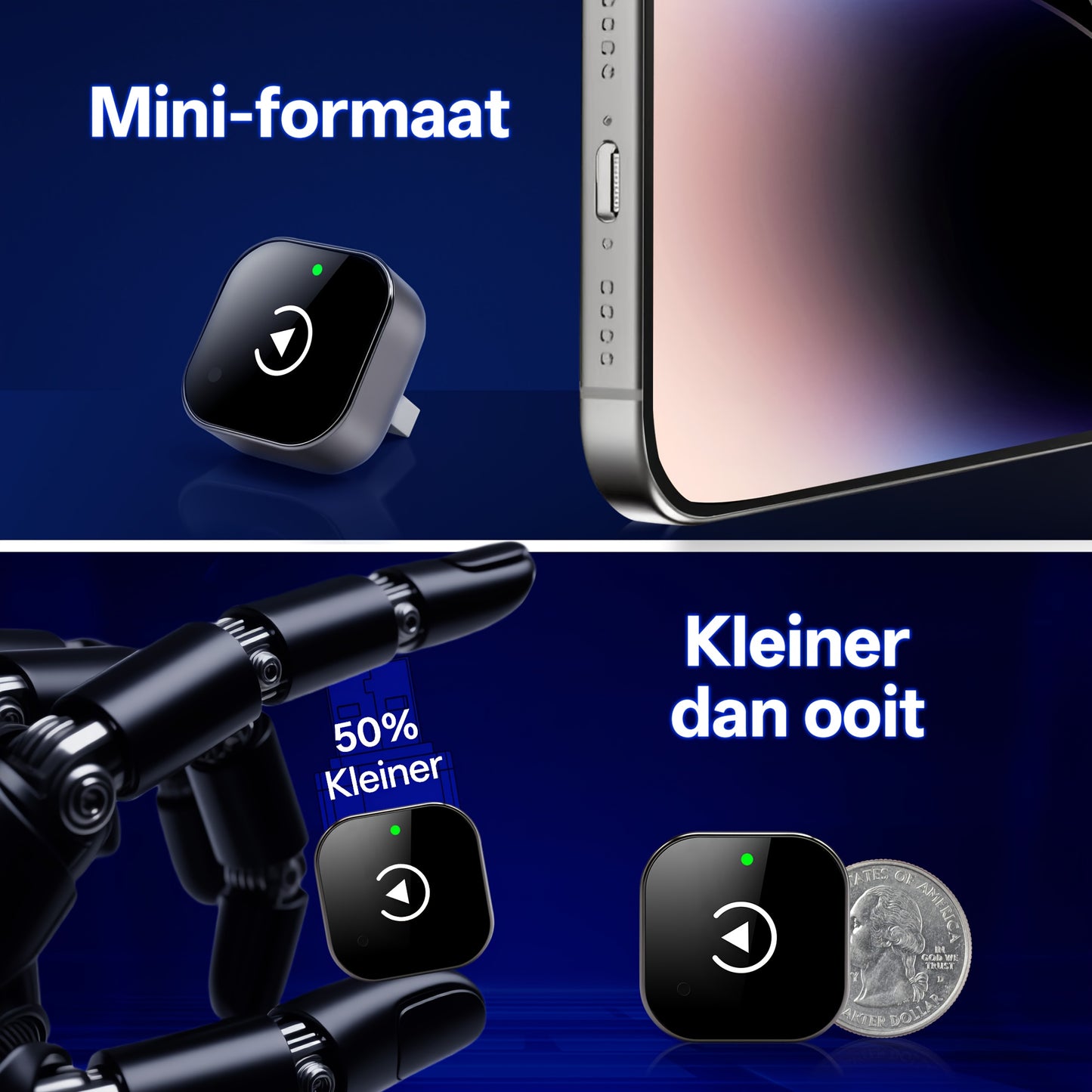 Draadloze CarPlay & Android Auto Adapter – 2-in-1 USB/USB-C Plug & Play voor iPhone & Android