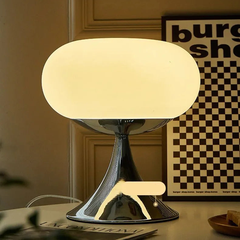 Vintage Appel Tafellamp van Glas in Bauhaus Stijl