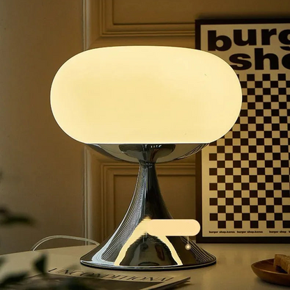 Vintage Appel Tafellamp van Glas in Bauhaus Stijl