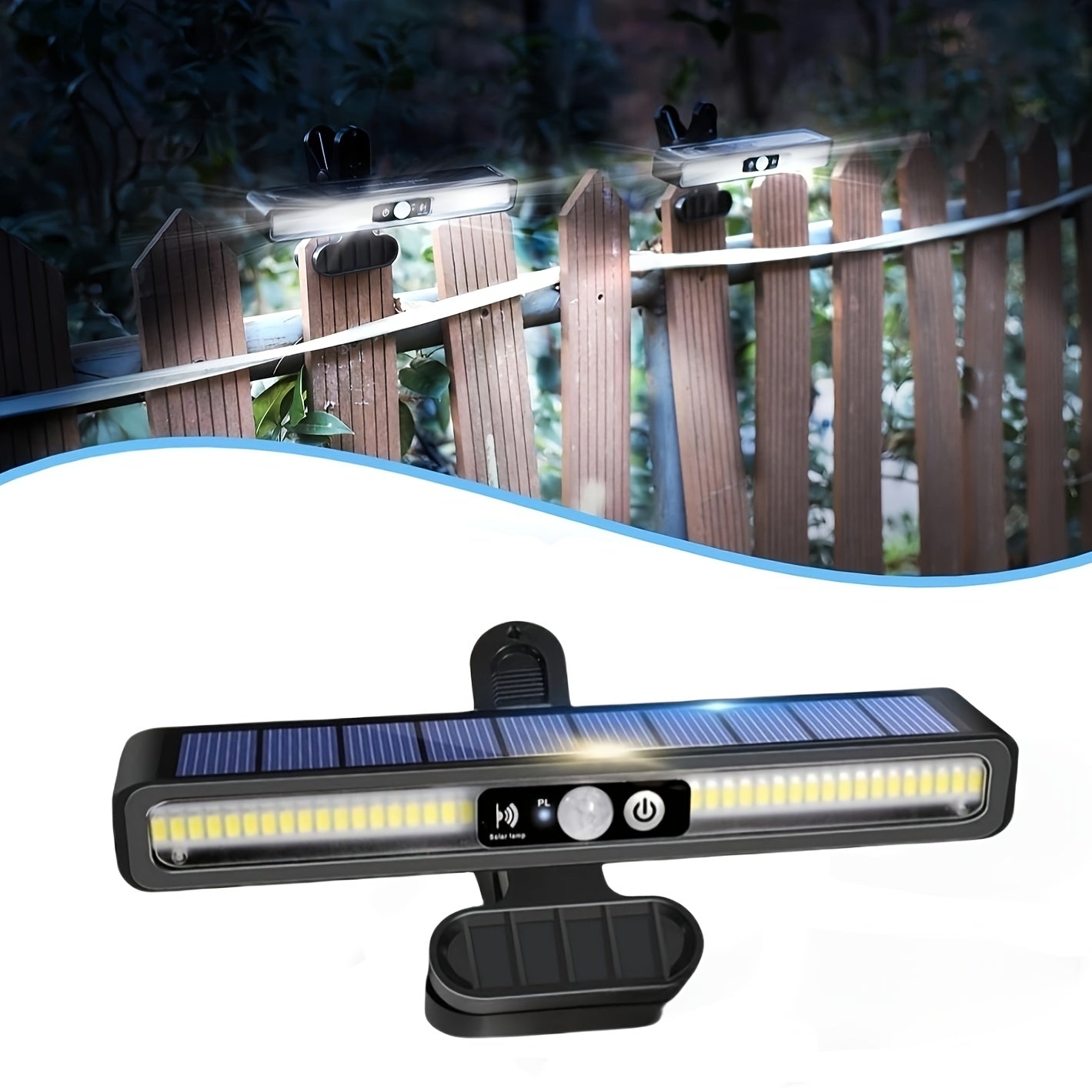 Ultraheldere Solar Clip‑On Buitenlamp met Bewegingssensor en 1200mAh Accu