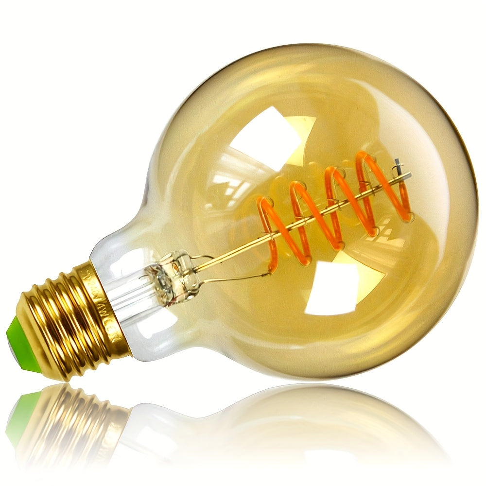 AmberGlow Spiraal LED-lampen – Set van 2 Vintage Bolvormige Lichtbronnen