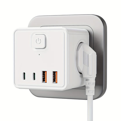 7-in-1 Wandstekkerdoos EU – Compacte Energieverdeler met USB & Type-C