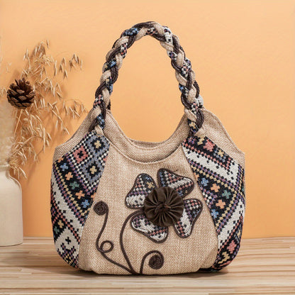 Boheemse Handgemaakte Handtas – Decoratieve Bloem Tote