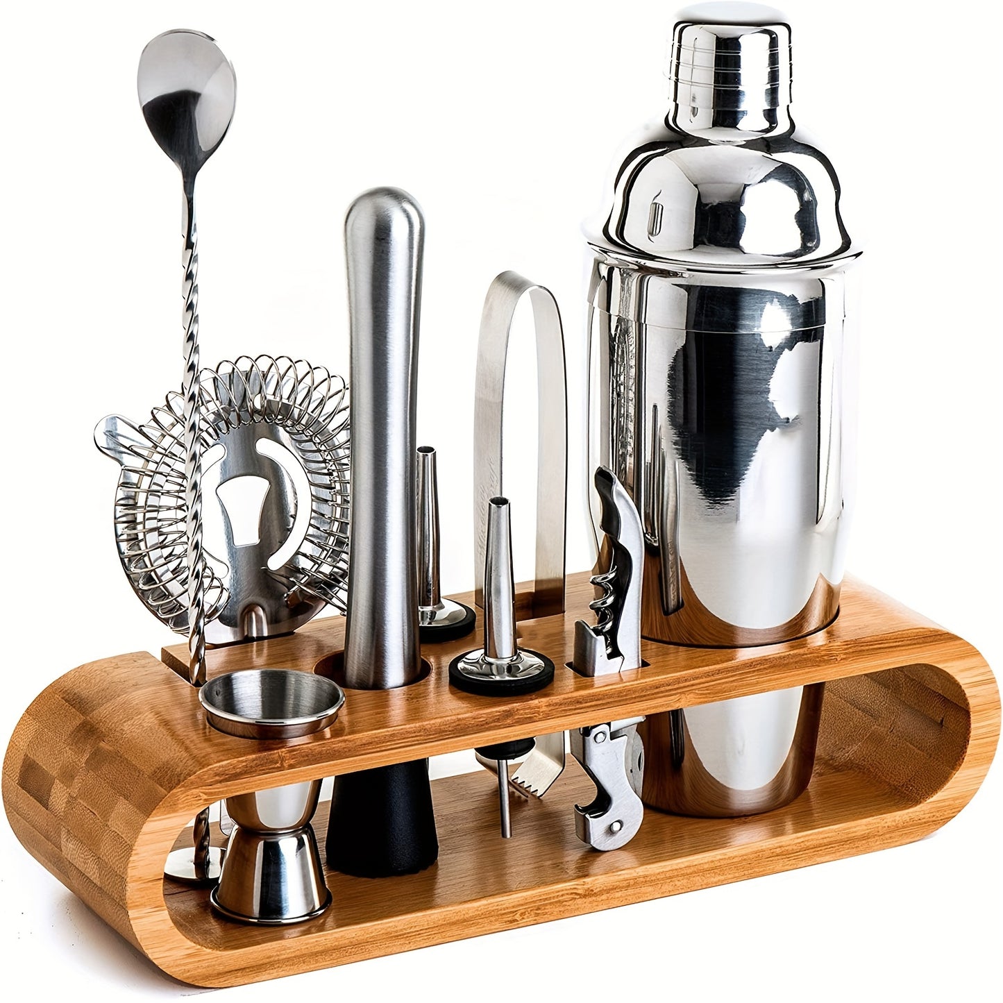 Mixoro Bartender Set – Professionele Cocktailtools op een Stijlvolle Bamboe Basis