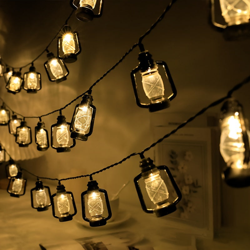 Op Zonne‑energie Werkend Vintage Olielamp‑Lichtsnoer met Campingverlichting‑functionaliteit voor Outdoor Sfeer