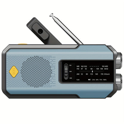 Draagbare Noodradio met Handzwengel, Zonnepaneel en LED‑Zaklamp