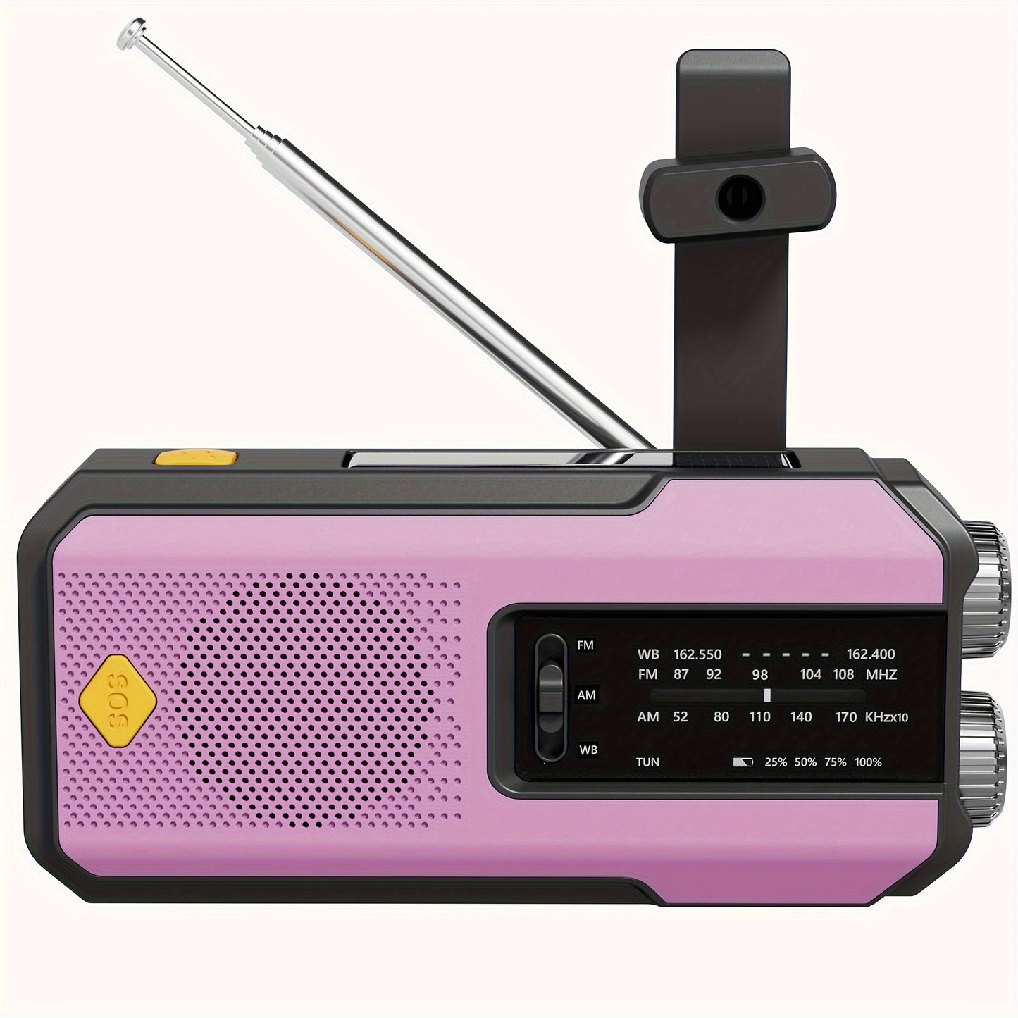 Draagbare Noodradio met Handzwengel, Zonnepaneel en LED‑Zaklamp