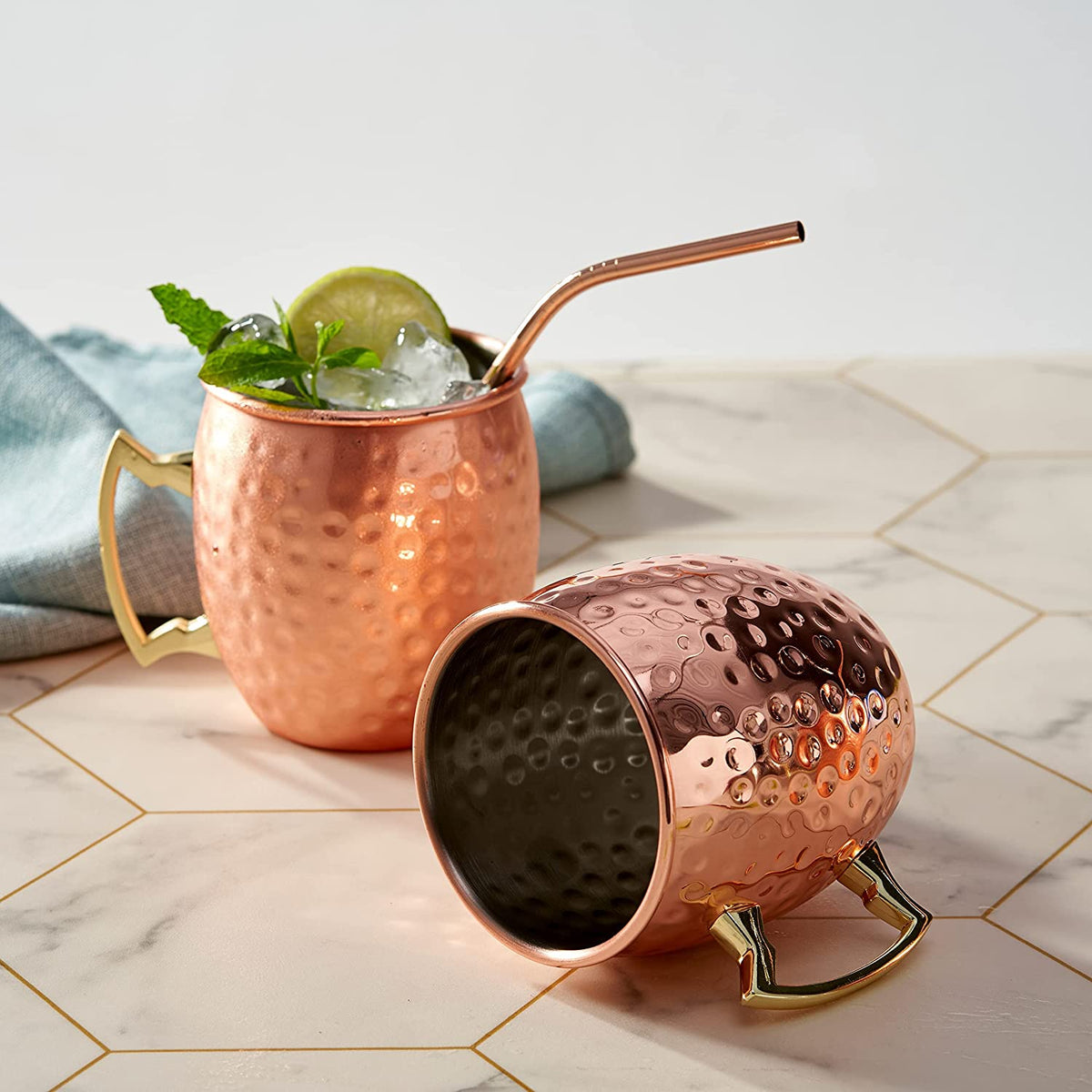 RVS Cocktailbekers Met Herbruikbare Rietjes Voor Koude Dranken